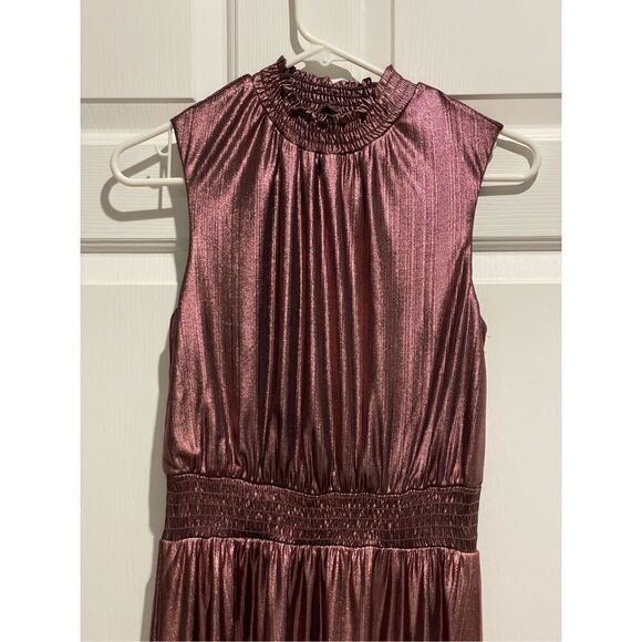 ModCloth Make It a Night To Remeber Smocked Neck & Waist Metallic Bronze Dress - Picture 11 of 14